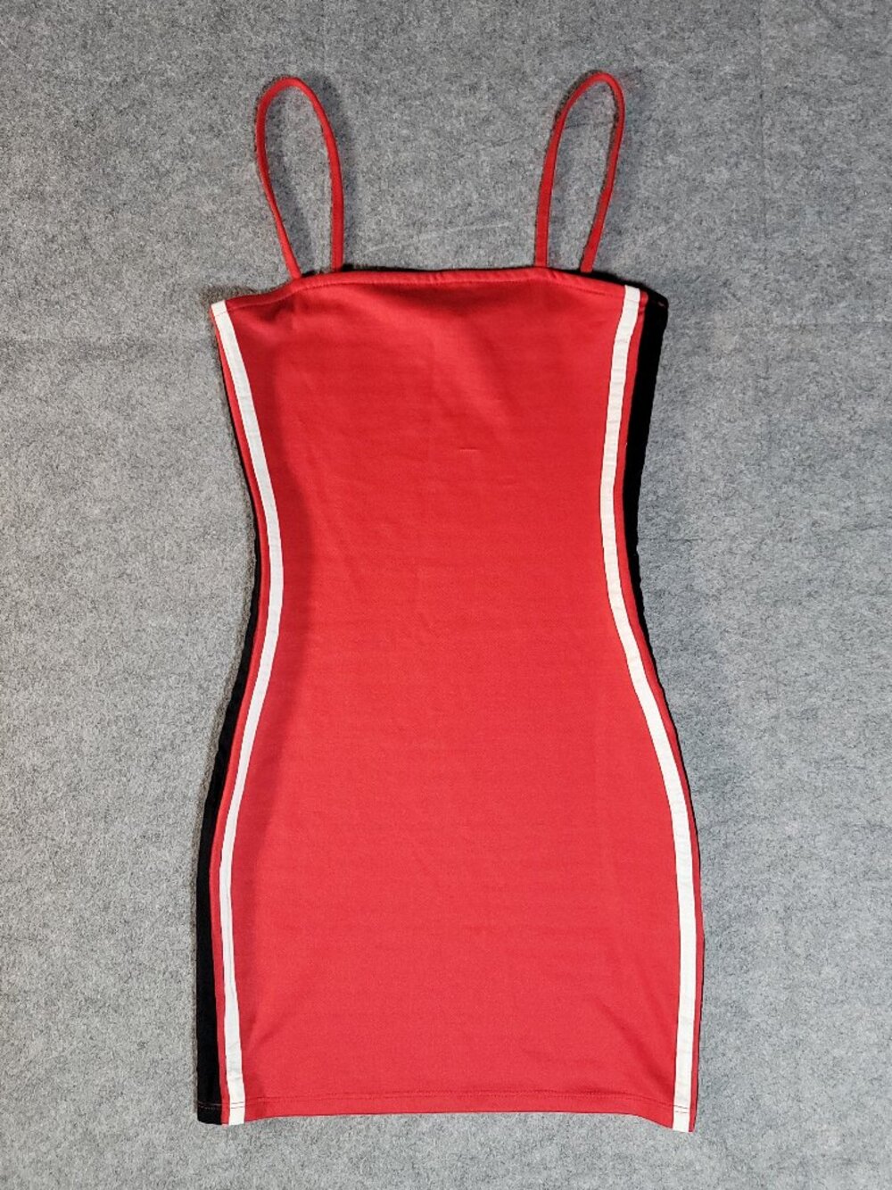 H&M Divided Red & Black Sporty Stripe Bodycon Mini Dress Size 2 Spaghetti Strap